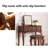31.89"Brown Solid Wood Multifunctional Vanity With a Mirror and Stool