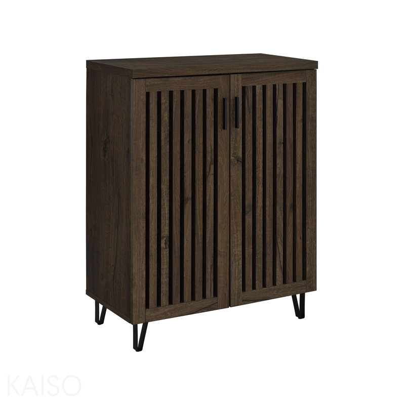 Armoire de rangement pour chaussures 2 portes, chêne fumé