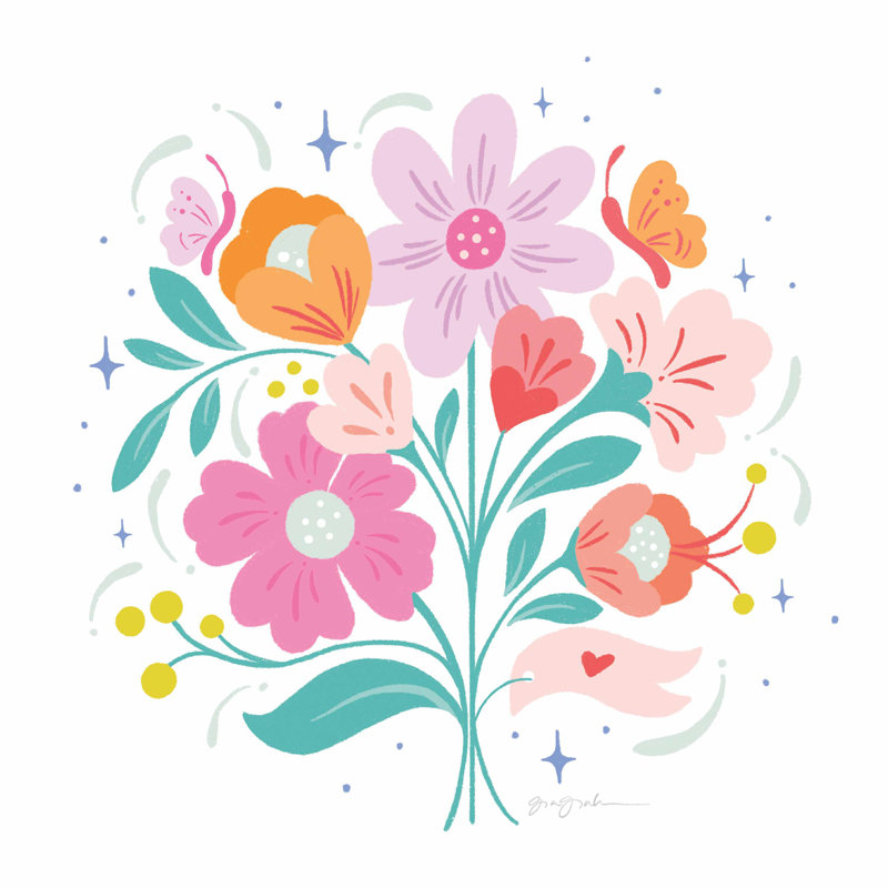 «Bright Bouquet I» par Gia Graham, impression sur toile tendue, H 30 po x l 30 po