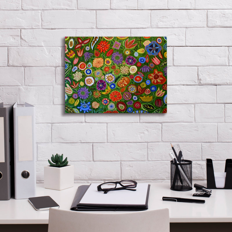 Floral abstrait par Catherine A Nolin, H 12 po x l 16 po x P 0,75 po