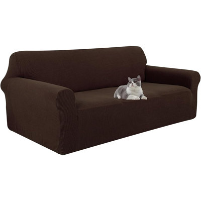 Housse extensible pour canapé - Chocolat - Grand tissu lavable avec mousse antidérapante et fond élastique, protecteur de meubles pour animaux de compagnie
