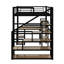 Lit mezzanine double en métal avec escalier, bureau intégré et tablettes