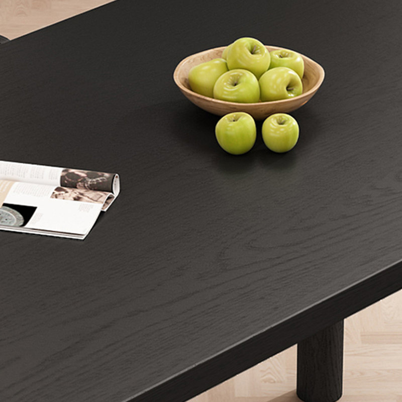 Table de salle à manger noire durable en bois de frêne, H 29,52 po x L 70,86 po x l 31,49 po