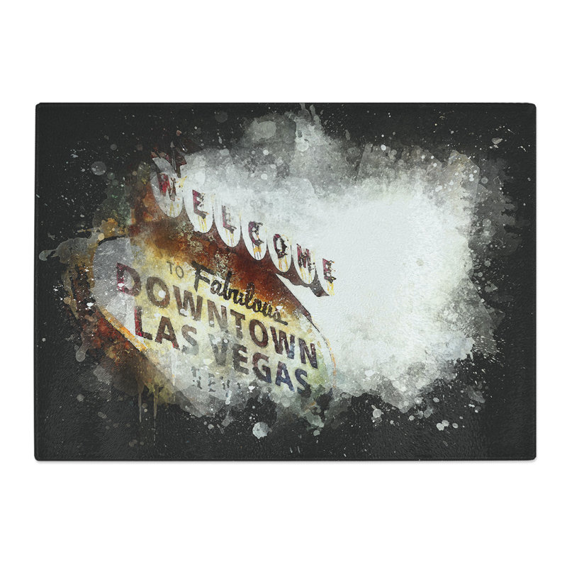 Tempered Glass Downtown Las Vegas Sign Chopping Board, 28.5 cm x 39 cm