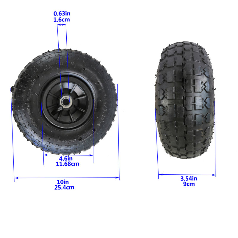 Roues pneumatiques 410 / 3.50-4 10 pouces