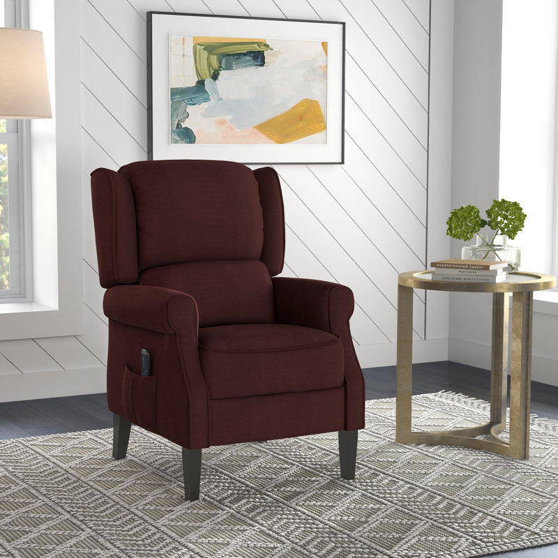Fauteuil inclinable massant avec repose-pieds, Polyester à 100 % de couleur brune