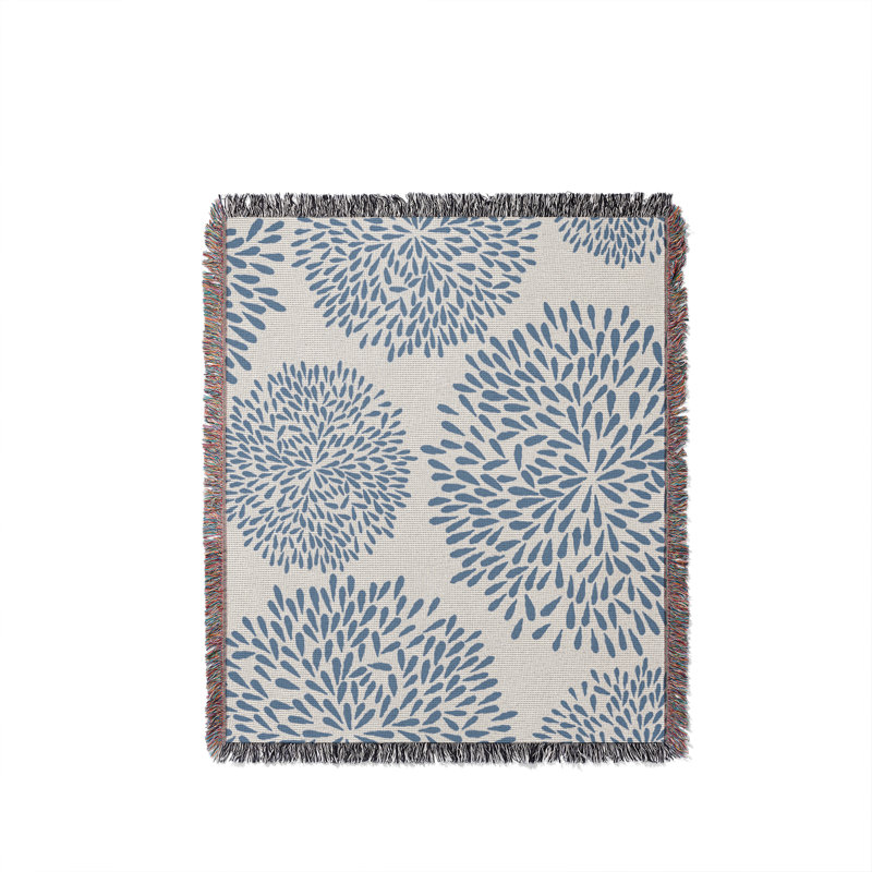 Jeté floral en coton, 50 x 60, Bleu pâle