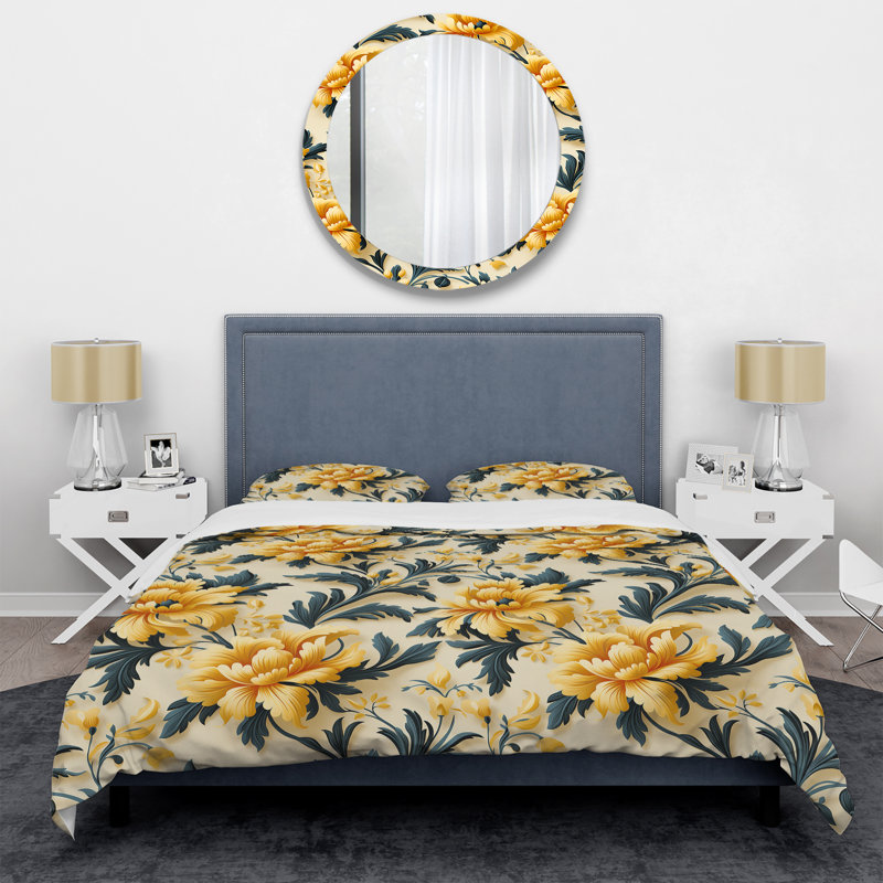 Tribal Damask Accents - Ensemble de housse de couette floral - Microfibre de polyester