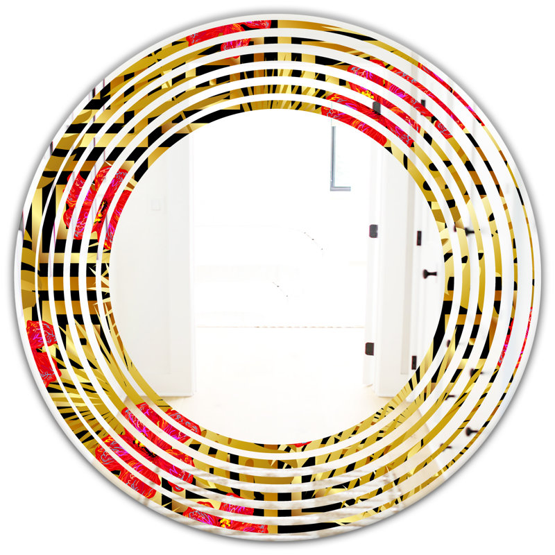 Miroir mural sans cadre Wave, H 31,5 po x l 31,5 po, Motif de vagues de luxe I
