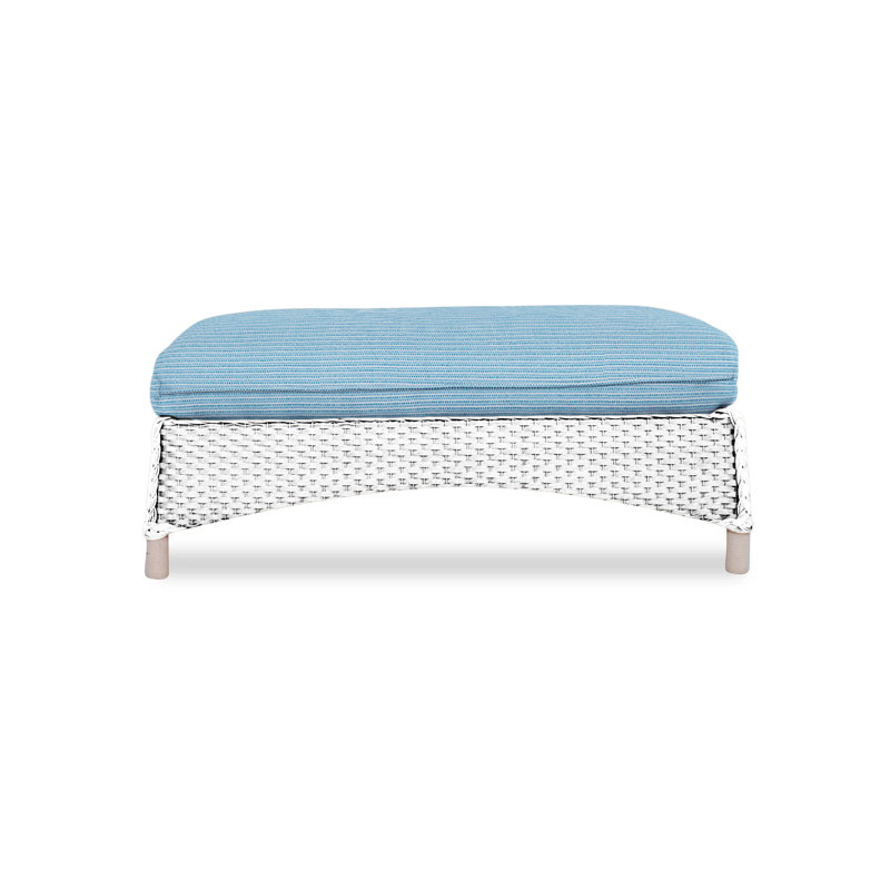 Mandalay Outdoor Ottoman, White, Rollo Linen