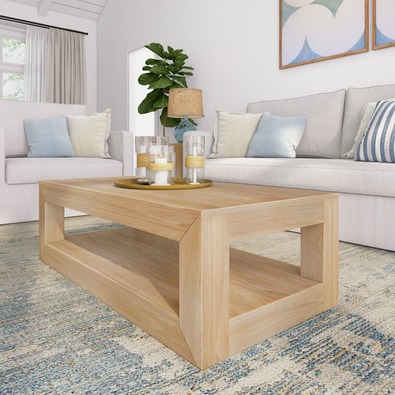 Table basse Casmey, Blond brossé au métal, 15"H x 40.25"W x 20.5"D 