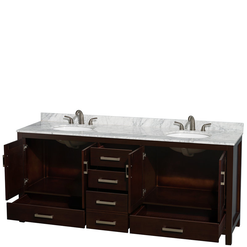 Sheffield 79" Double Bathroom Vanity Base Only, Espresso