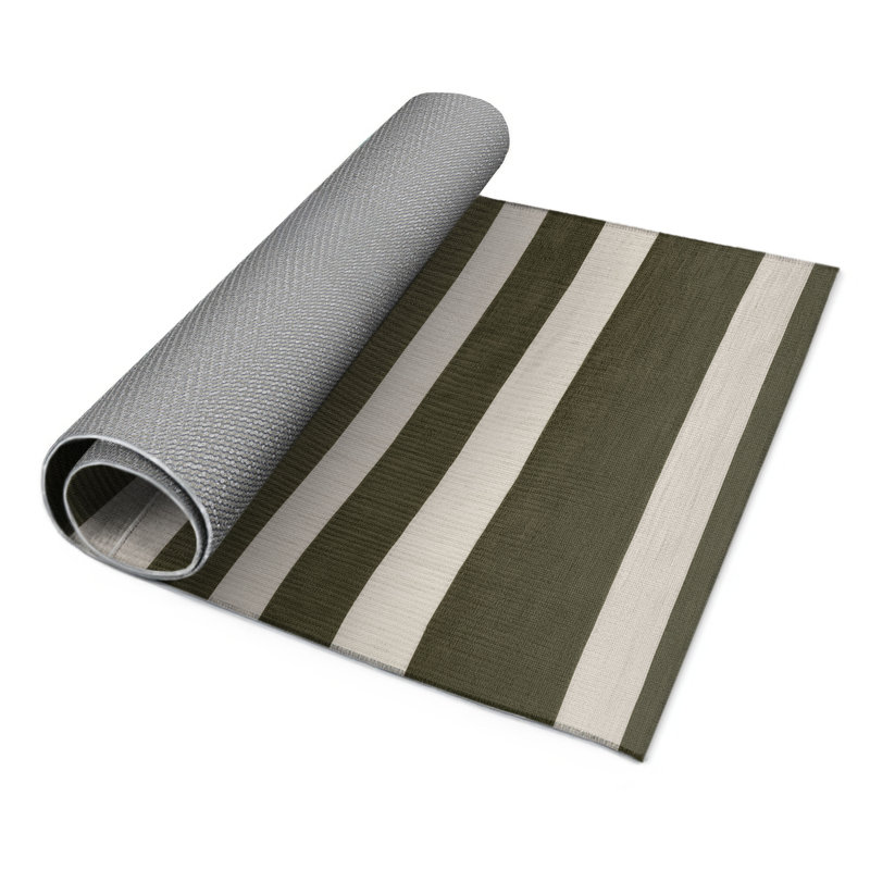 Tapis intérieur / extérieur brun HorizontalStripes, Rectangle 9 pi x 12 pi