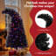Arbre de Noël noir fantaisiste illuminé 6 pi avec 250 lumières DEL - Design courbé en forme de chapeau, 900 branches, assemblage à charnières et support en métal