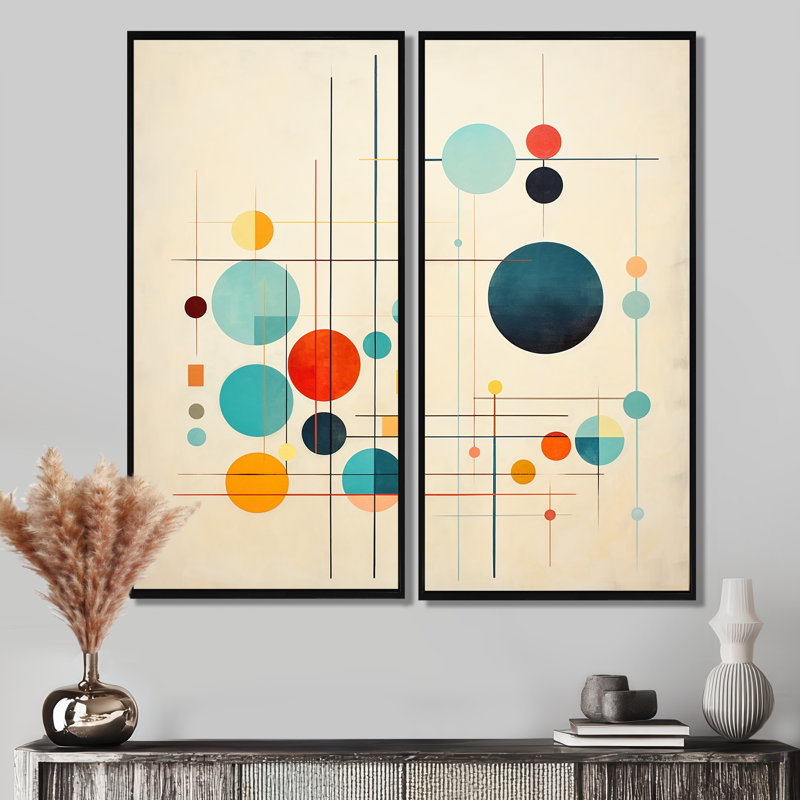 Cordis - impressions abstraites sur toile de style Mid-Century, H 20 po x l 24 po, Noir, Impression encadrée flottante
