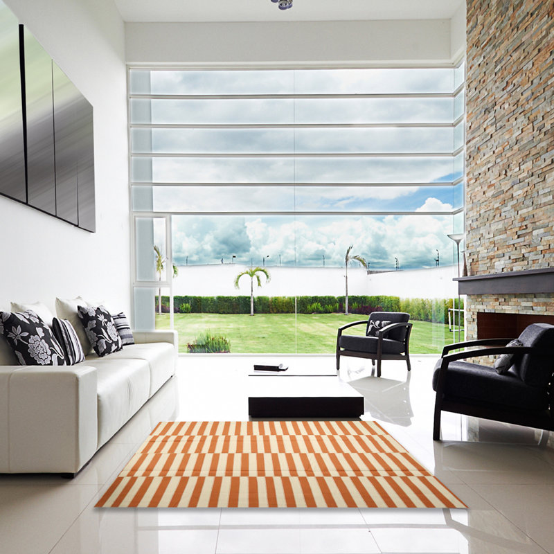 Tapis contemporain orange, Carré 3 pi
