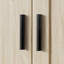 Armoire-penderie autoportante à 3 portes avec tablettes réglables et tiroirs de rangement, chêne clair