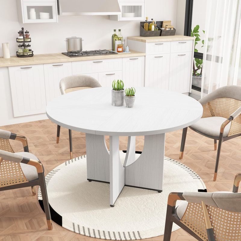 Table de salle à manger 47 "pour 4 à 6 personnes - Table de ferme moderne avec pieds réglables, table de salle à manger
