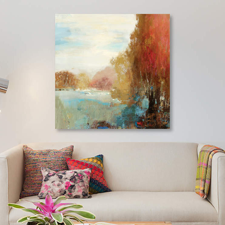 « sous les pieds », reproduction sur toile, H 37 po x l 37 po x P 1,5 po, Pas de tapis, Toile tendue
