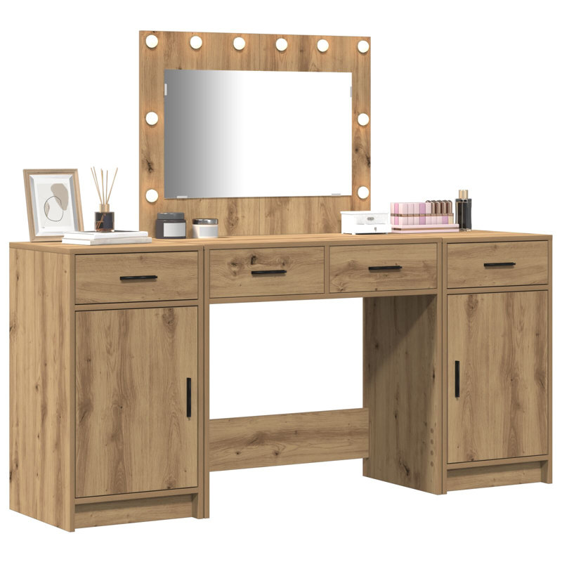 Dressing Table with Mirror, Artisan Oak