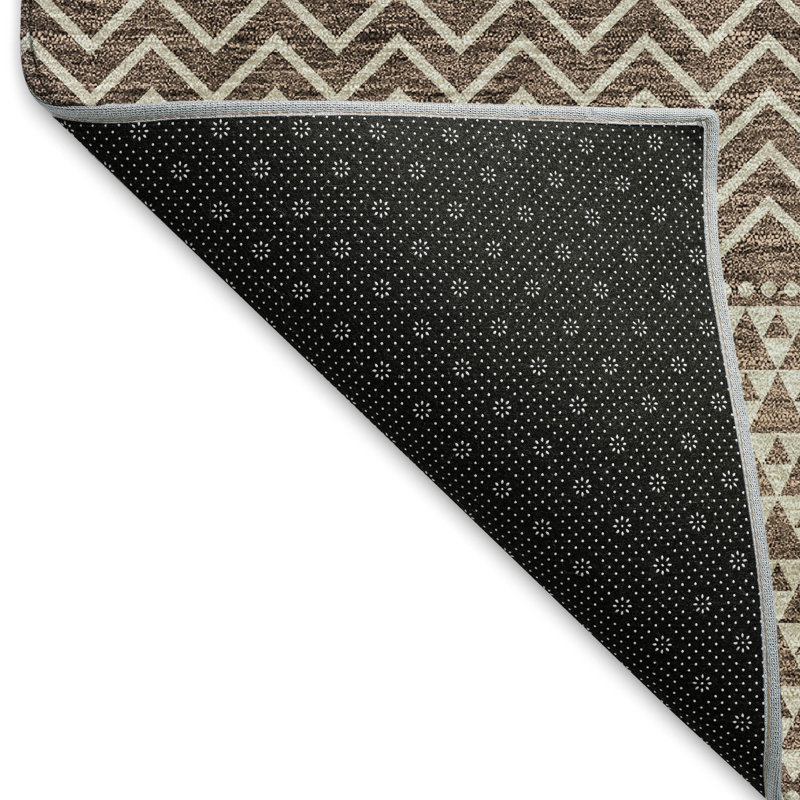 Tapis brun lavable à la machine de qualité supérieure Prisco, Rectangle 10 pi x 14 pi