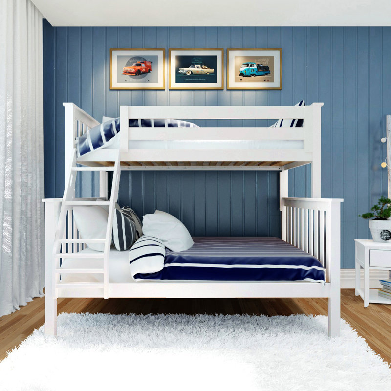  Benjahmin Kids Solid Wood Bunk Bed, White, Twin Over Full
