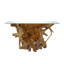 Teak Wood Handmade Live Edge Tree Stump Console Table with Clear Glass Top