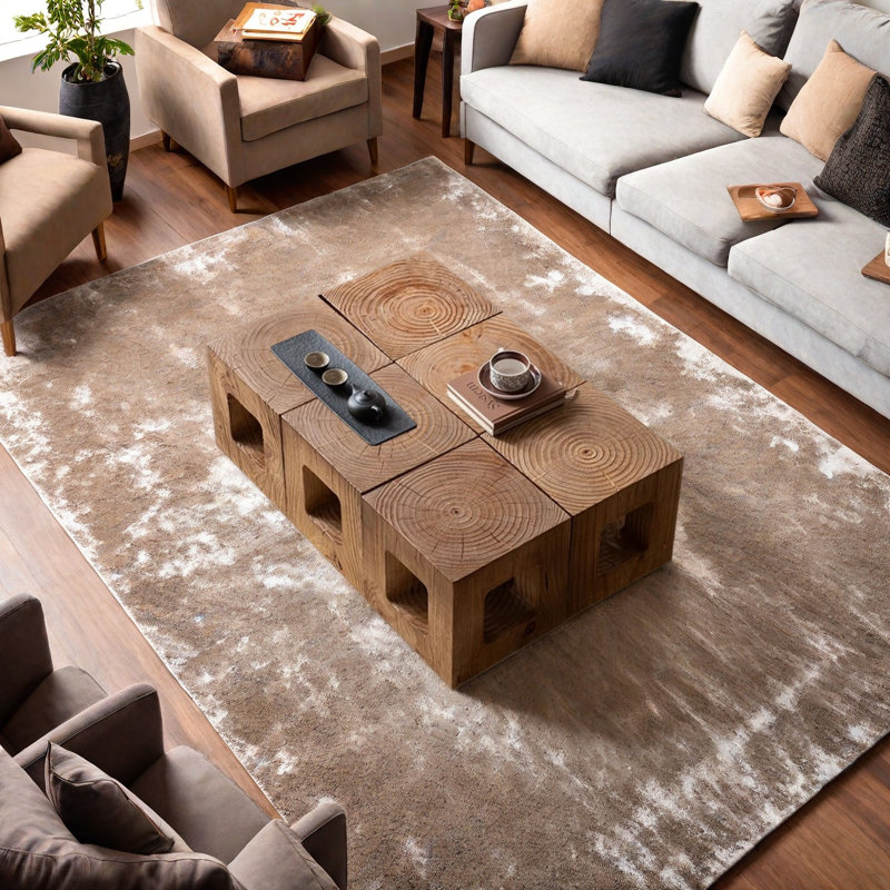 6-Piece Solid Wood Cube Coffee Table Set, 17.72" H x 35.43" L x 23.62" W