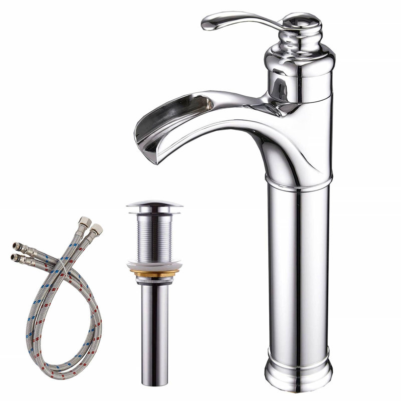 Single-handle Bathroom Faucet with Drain Assembly, Polished Chrome