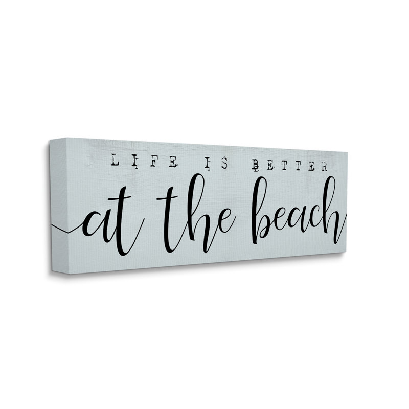 «Life's Better At Beach», bleu nautique doux, Toile tendue, H 20 po x l 48 po
