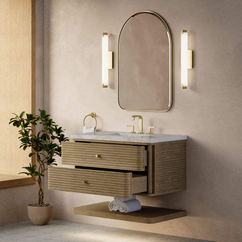 Allamari 36" W Single Vanity, Victorian Silver Silestone, 8" Widespread, Dune Mist