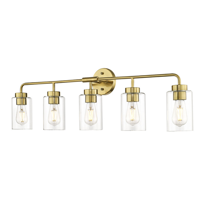 Éclairage de meuble-lavabo rétro à intensité variable, abat-jour en verre, 5 lumières, H 10,8 po x l 36,9 po x P 6,2 po