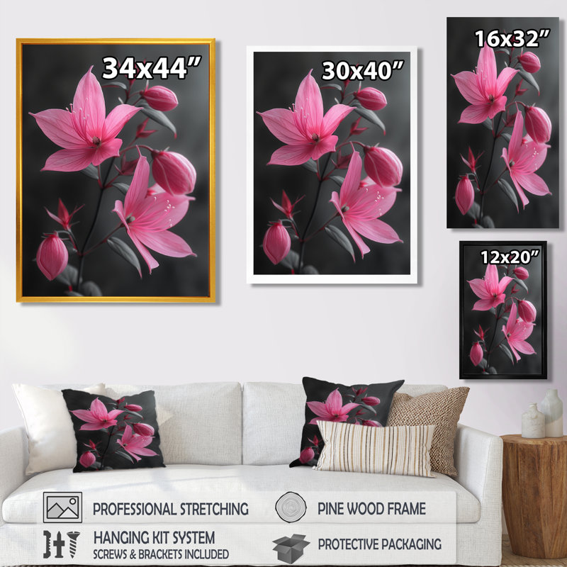 Fuchsia - Fuchsia, H 24 po x l 32 po, Cadre pour photo simple noir, bois massif