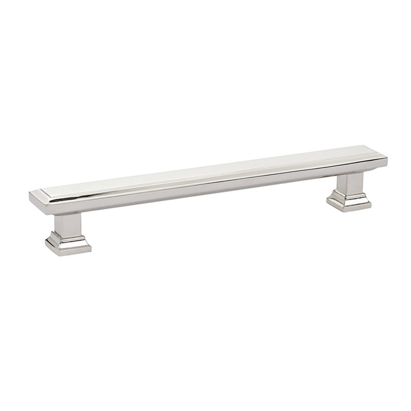 Emtek Geometric Brass Cabinet Pull, 10", Polished Nickel