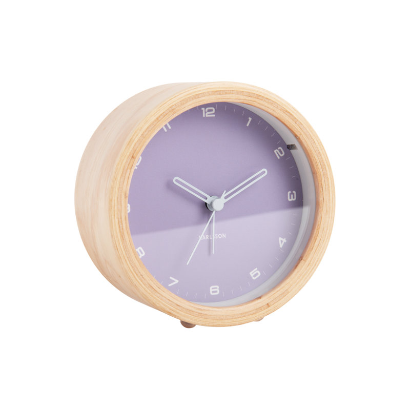 Wood Mechanical Alarm Tabletop Clock, Purple