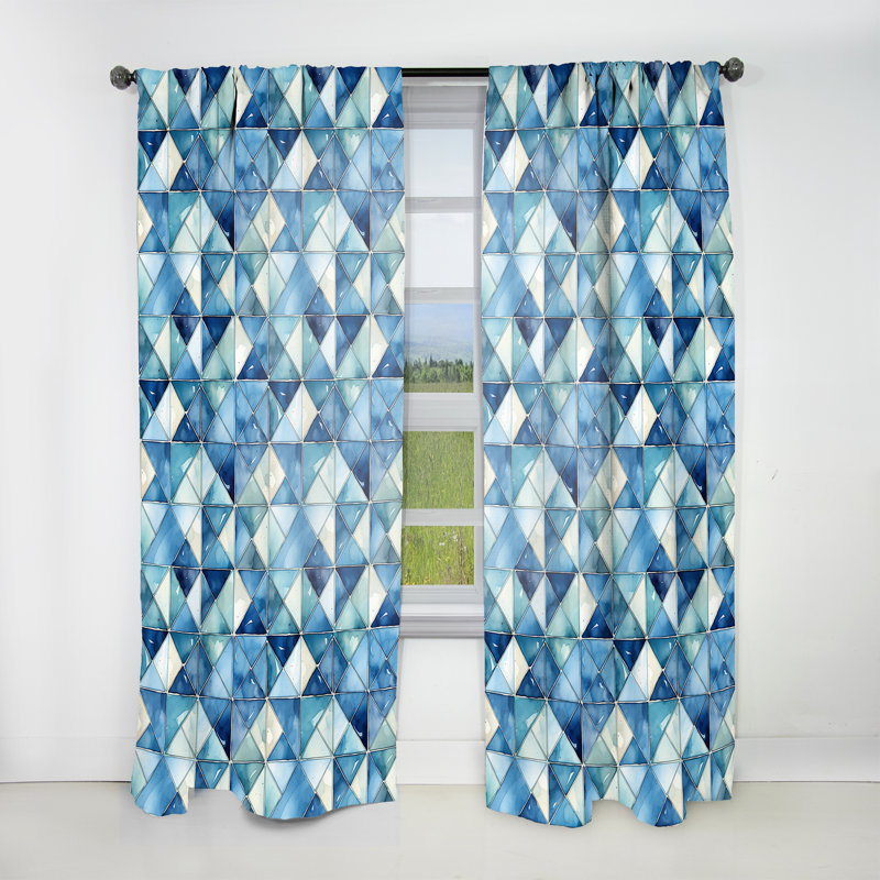 Rustic Cobalt Lattices Elegance II - Rideau abstrait - Rideau géométrique obscurcissant - 1 panneau, L 52 po x L 108 po