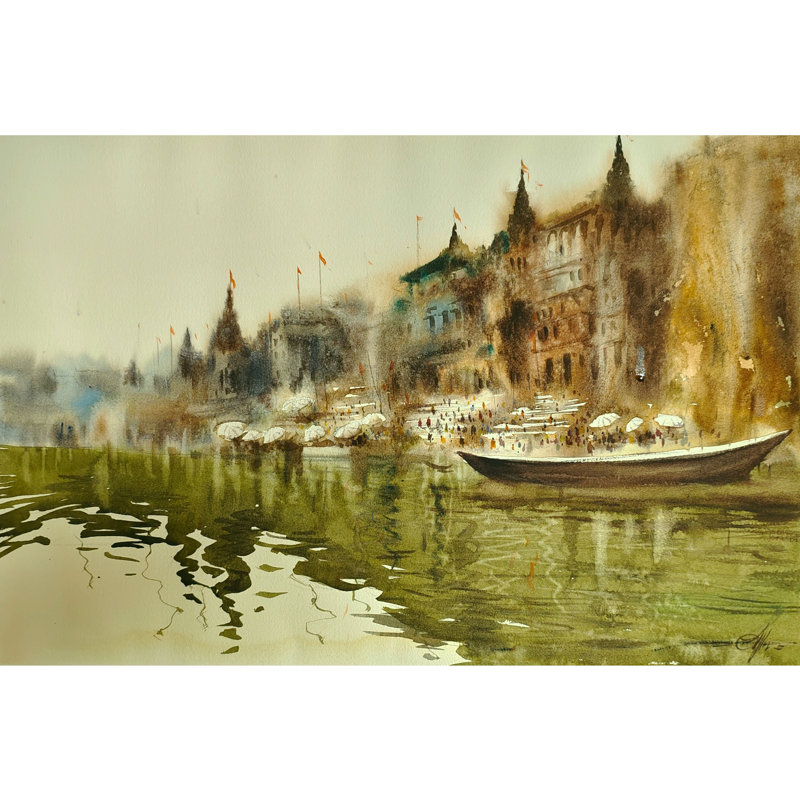 Banaras Ghat | Aquarelle par Achintya Hazra