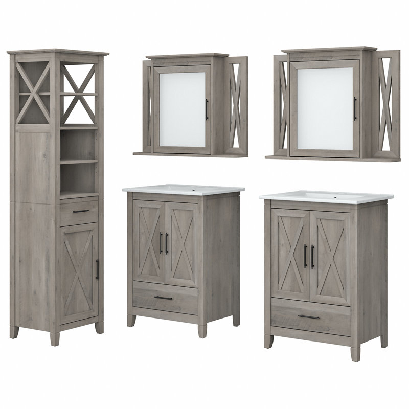 Edion Double Bathroom Vanity with Ceramic Top, Gray