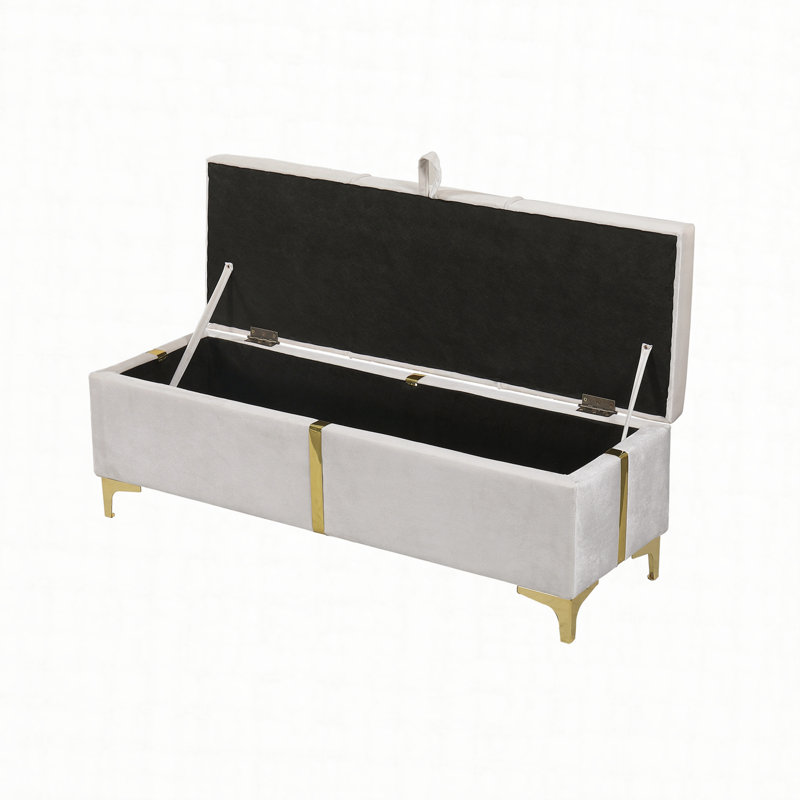 Zeger Upholstered Storage Bench, Beige