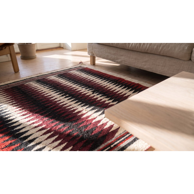 Antique Allover Geometric Wool Flat Weave Multicolor Jewel Tones 1930s Rug