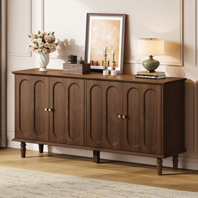 63" Sideboard Buffet With 4  Doors & Adjustable Shelves
