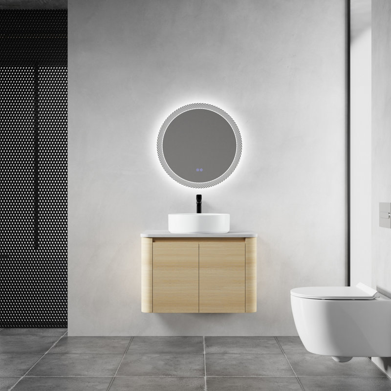 30'' Wall-Mounted Bathroom Vanity With Ceramic Art Sink and 2-Soft-Close Door