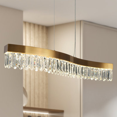 Luminaire suspendu pour îlot de cuisine en cristal à 1 lumière DEL Barela