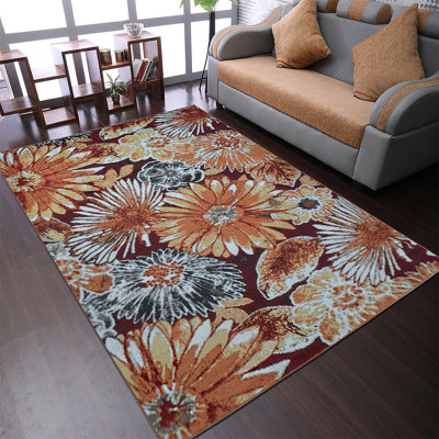 Tapis lavable Crayton, grands tapis pour le salon Tapis beige et caramel rétro pour la salle à manger antidérapante antidérapante pour la salle à manger