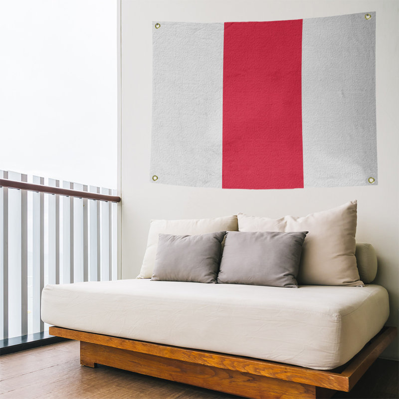 Tapisserie de polyester Baltimore, Cleveland, H 59 po x l 80 po x P 1 po, Blanc / rouge