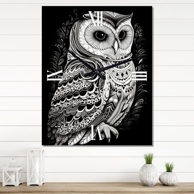 Wisdom Of The White Owl II - Animals Owl Modern Wall Clock