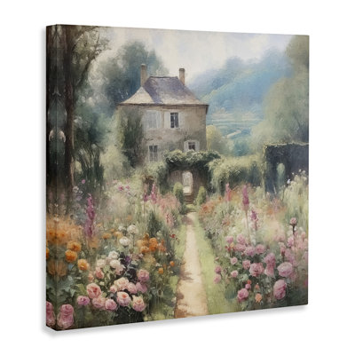 Blooming Cottage Path Canvas Wall Art by RileyB