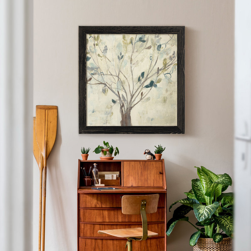 Arbre de bleu II, reproduction d’art encadrée, H 31,5 po x l 31,5 po x P 1,5 po, Toile encadrée noire, Pas de tapis