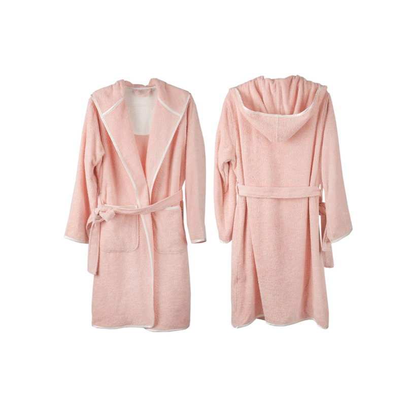 Sateen Girl / Woman+ Mid-Calf Bathrobe with Pockets and Hood, Dusty Rose, Large
