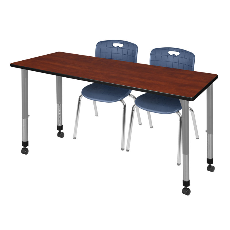 Ensemble de table et chaises Romig Kee, Bleu, Cerisier, L 60 po x P 30 po